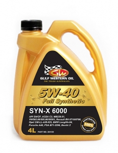 Моторное масло GULF WESTERN Syn-X 6000 Full Syn 5W-40 SN/CF, 4л