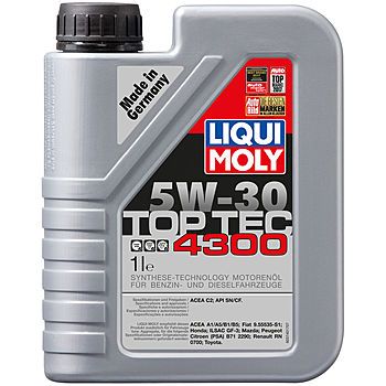 Моторное масло LIQUI MOLY Top Tec  4300 5W-30 специально для PCA, Honda, Toyota, Fiat, 1л