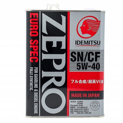 Моторное масло Idemitsu Zepro Euro Spec 5W-40 SN/CF, 4л