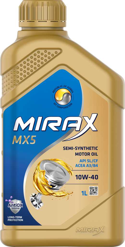Моторное масло MIRAX MX5 10W-40 API SL/CF, 1л