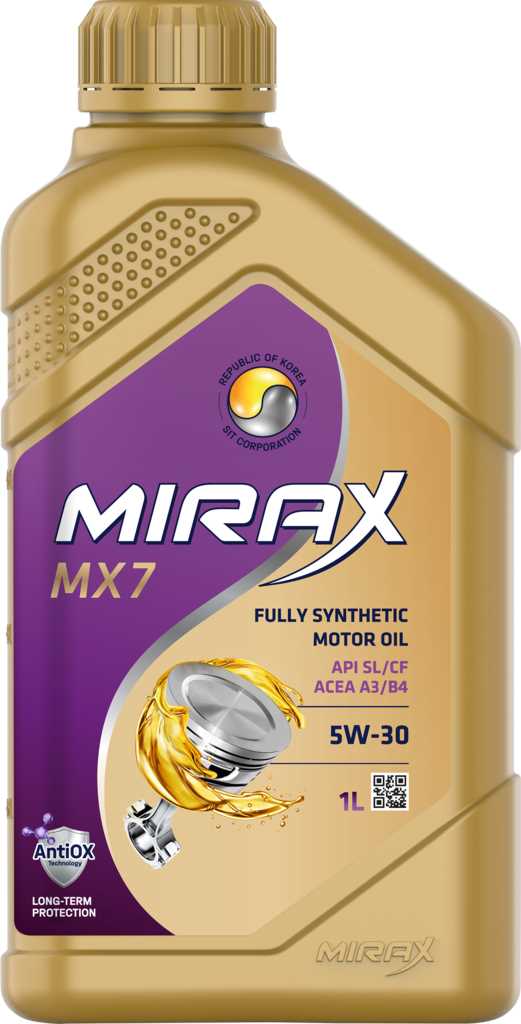 Моторное масло MIRAX MX7 5W-30 API SL/CF, 1л