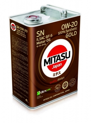 Моторное масло Mitasu Gold 0W-20 SN/ILSAC GF-5/DEXOS1, 4л